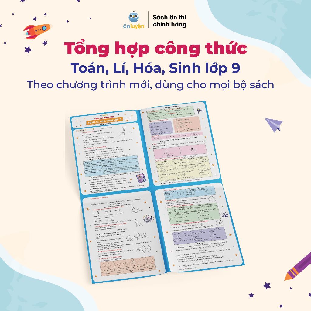 Ảnh Tổng hợp công thức Toán, Lí, Hoá, Sinh lớp 9 theo chương trình mới, dùng cho mọi bộ sách 2