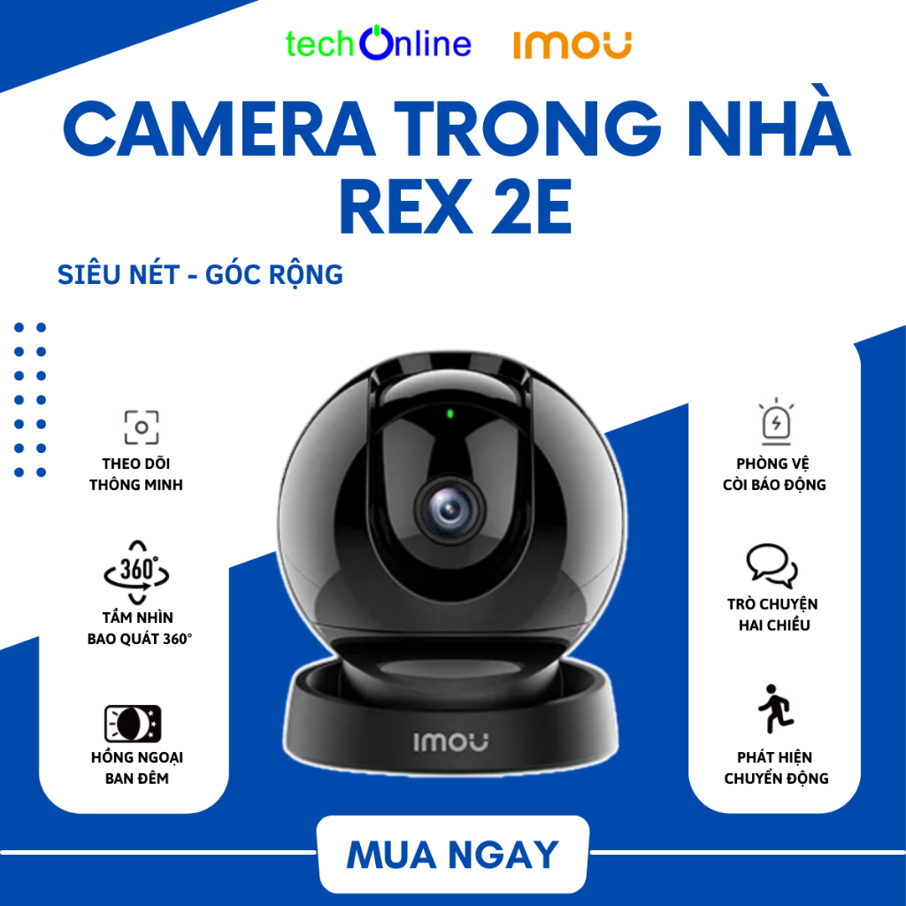 Camera IMOU Wifi Trong Nhà REX 2E 5MP Xoay 360 Độ Đàm Thoại 2 Chiều Bảo ...