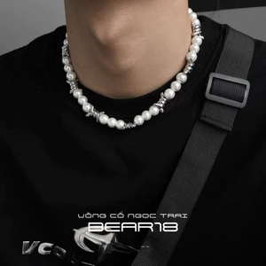 Vòng cổ ngọc trai, dây chuyền ngọc trai nhân tạo kiểu dáng hiphop cá tính unisex dành cho nam và nữ BEAR18 - D19