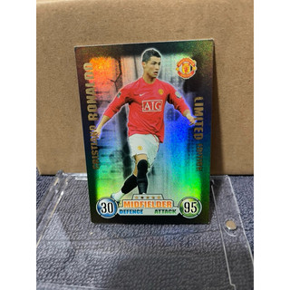 Thẻ Cầu Thủ Bóng Đá Match Attax Cristiano Ronaldo CR7  2007/08 07/08 Limited ( Supper Rare Card )