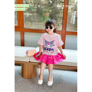(Ảnh thật) Trang phục hè, Đầm thun lạnh cotton 4C siêu nịnh dáng cho bé họa tiết Kuromi siêu hot 13-45kg hàng loại 1