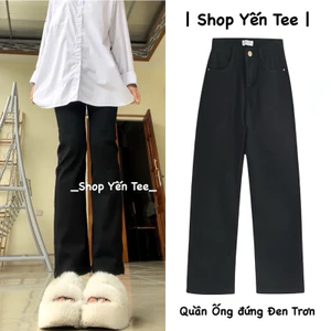 Quần Jeans ống đứng đen trơn Yến Tee chất jeans dầy , mềm cao cấp #0175