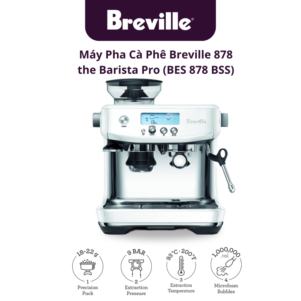 Máy pha cà phê Breville 878 the Barista Pro White Sea Salt | Shopee ...