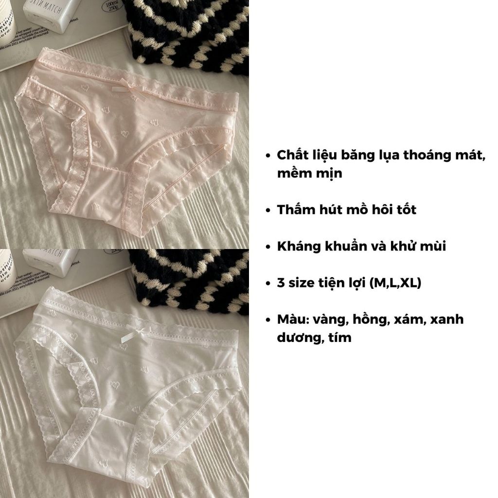 Quần lót nữ băng lụa đáy lót hai lớp cotton mỏng nhẹ thoáng khí co giãn siêu tôn dáng LANIXA L2433