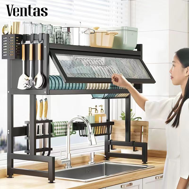 VENTAS Kệ để chén bát có nắp đậy - Kệ bếp thông minh 2 tầng cao cấp ...