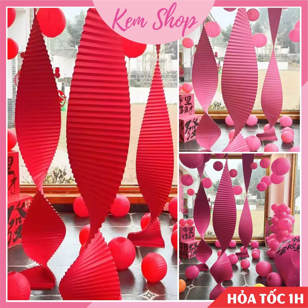 Dải giấy dài gợn sóng trang trí đám cưới, lễ tết, trung thu, decor quán - Kem Shop K381