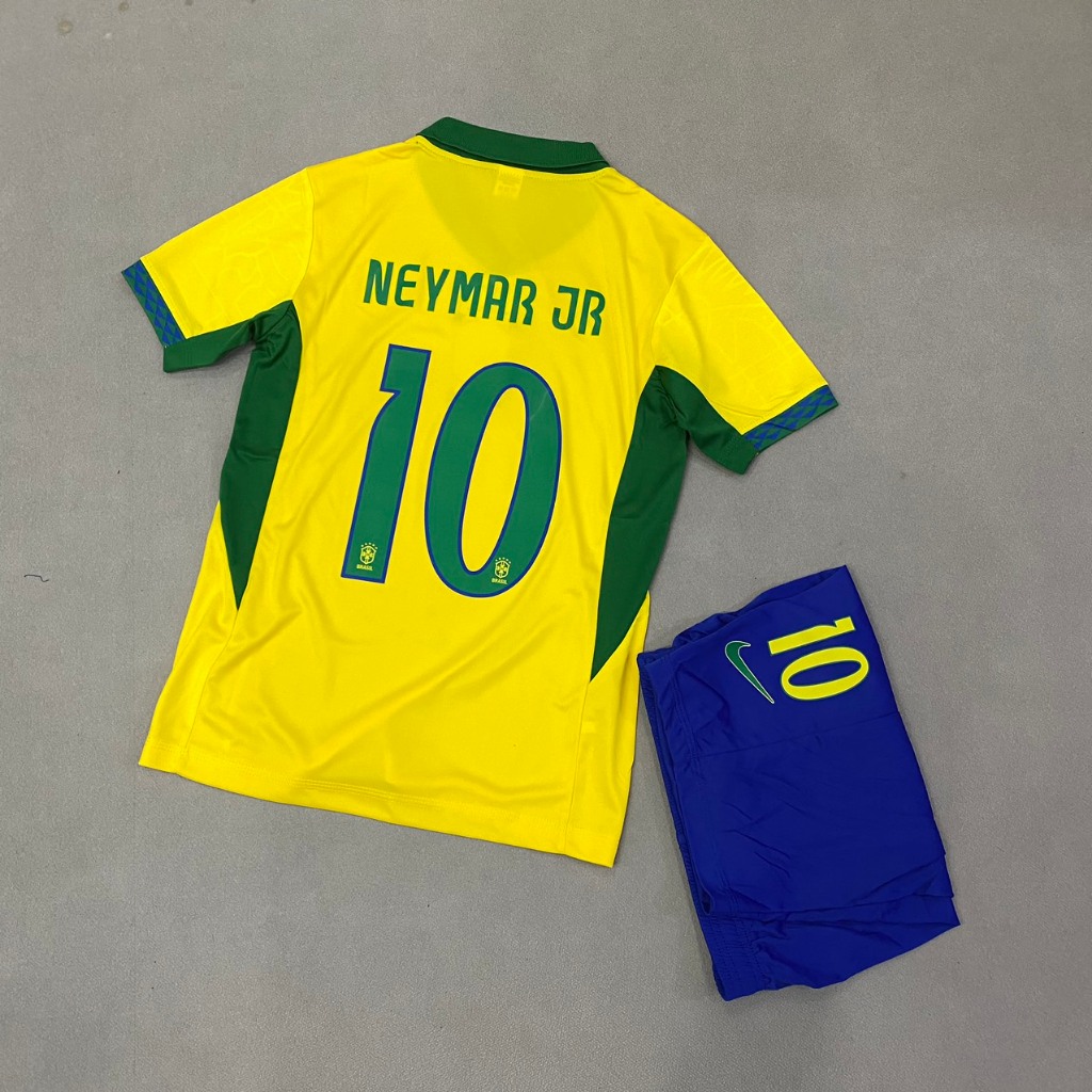 Bộ quần áo đá banh Braxin vàng 2024 in tên Neymar số 10 (font mới ...