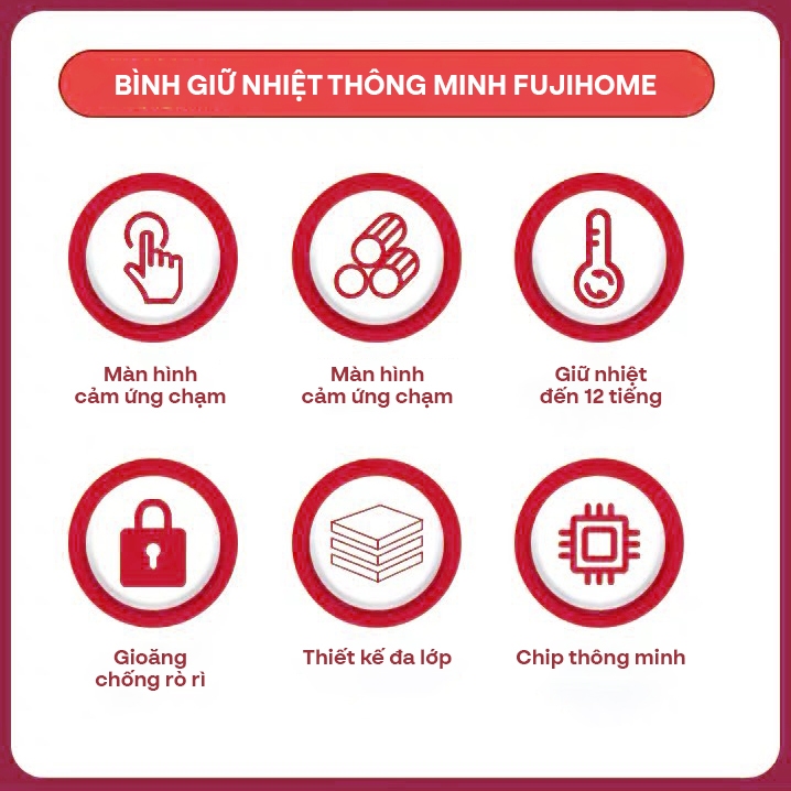 [Quà tặng thương hiệu] Bình giữ nhiệt Fujihome 3 lớp cao cấp 550ml inox 304, màn hình led hiển thị nhiệt độ