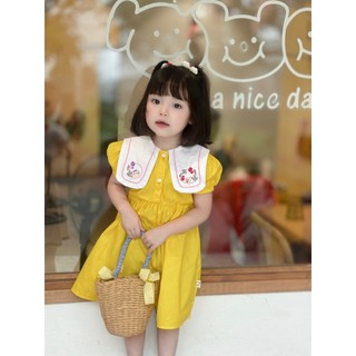 Váy Hè Bé Gái , Đầm Bé Gái Dáng suông xòe hoạ tiết Thêu Thỏ Xinh Xắn cho bé 9-26kg 1-6 N0127