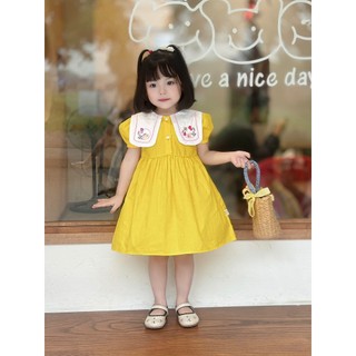 Váy Hè Bé Gái , Đầm Bé Gái Dáng suông xòe hoạ tiết Thêu Thỏ Xinh Xắn cho bé 9-26kg 1-6 N0127