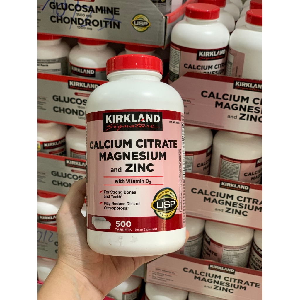 Canxi Zinc Kirkland 500 viên uống bổ xung Calcium Citrate Magnesium and