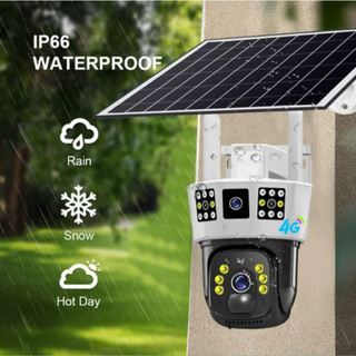 Camera Năng Lượng Mặt Trời Sim 4G - 3 Mắt Xoay 360 Siêu Nét 12MP, Không Thấm Nước, Ban Đêm Đủ Màu, Độ Phân Giải Cao