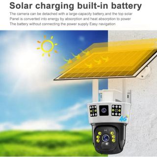 Camera Năng Lượng Mặt Trời Sim 4G - 3 Mắt Xoay 360 Siêu Nét 12MP, Không Thấm Nước, Ban Đêm Đủ Màu, Độ Phân Giải Cao