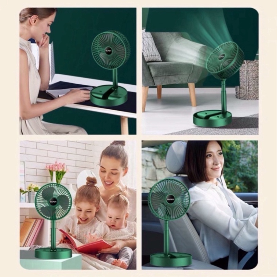 Gió Dung Lượng Pin 1200mAh Xoay 360 Độ Cổng Sạc USB Tiện DụngQuạt Mini Tích Điện Để Bàn Super Fan Gấp Gọn 3 Tốc Độ