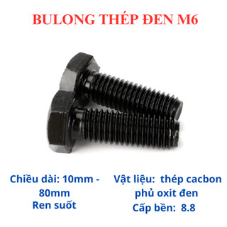 [Túi 20 Bộ] Bulong + Tán Lục Giác Ngoài Thép Đen M6 (6 Ly) - Bu Lông 6 Li Đủ Size 10mm Đến 80mm Chịu Lực Tốt (Loại Xịn)