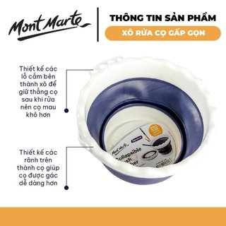 [Nu-Art HCM] Xô Rửa Cọ Gấp Gọn Mont Marte - Có Quay Xách và Giá Gác Cọ Dung Tích 2 Lít