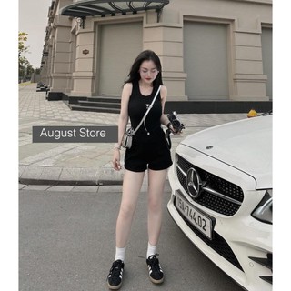 Quần Sooc Jean Nữ Trơn Lưng Cạp Cao Short Bò Dáng Ôm Trơn Basic Cao Cấp