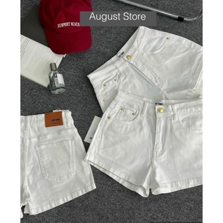 Quần Sooc Jean Nữ Trơn Lưng Cạp Cao Short Bò Dáng Ôm Trơn Basic Cao Cấp