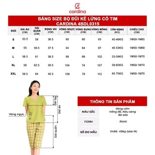 Đồ bộ nữ CARDINA chất liệu đũi bamboo cổ tim form basic kiểu dáng đơn giản thoải mái trẻ trung 4BDL03