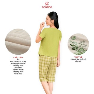 Đồ bộ nữ CARDINA chất liệu đũi bamboo cổ tim form basic kiểu dáng đơn giản thoải mái trẻ trung 4BDL03