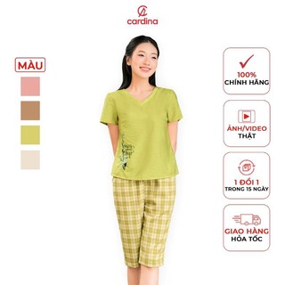 Đồ bộ nữ CARDINA chất liệu đũi bamboo cổ tim form basic kiểu dáng đơn giản thoải mái trẻ trung 4BDL03