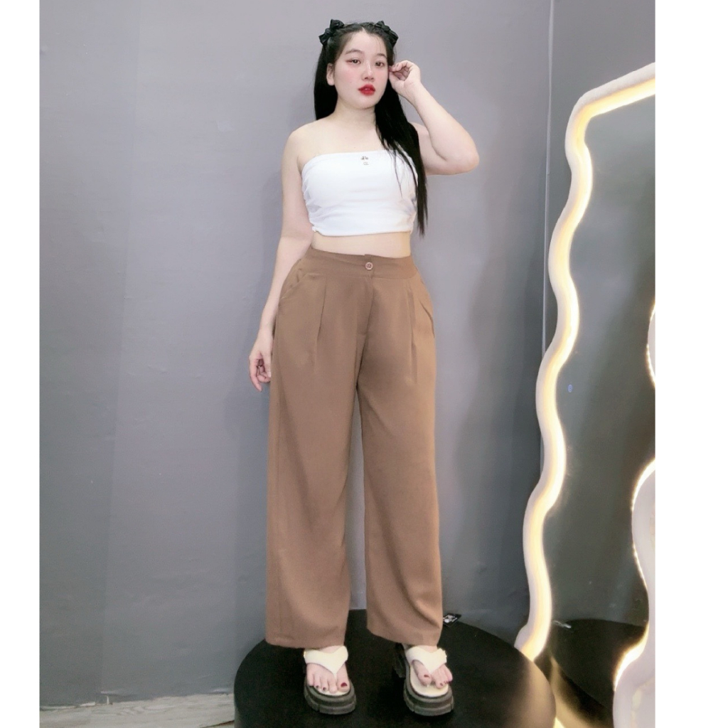 Quần Dài Ống Suông Rộng Bigsize(60kg - 95kg)Lưng Cao 1 Khuy Chất Vải Tuyết Mưa Cao Cấp MẪ QS