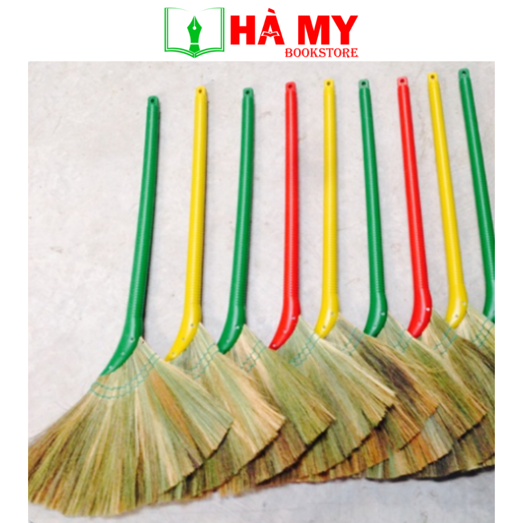Chổi cỏ đỏ cán nhựa, Chổi quét nhà, chổi lông gà, chổi quét nước Bền ...