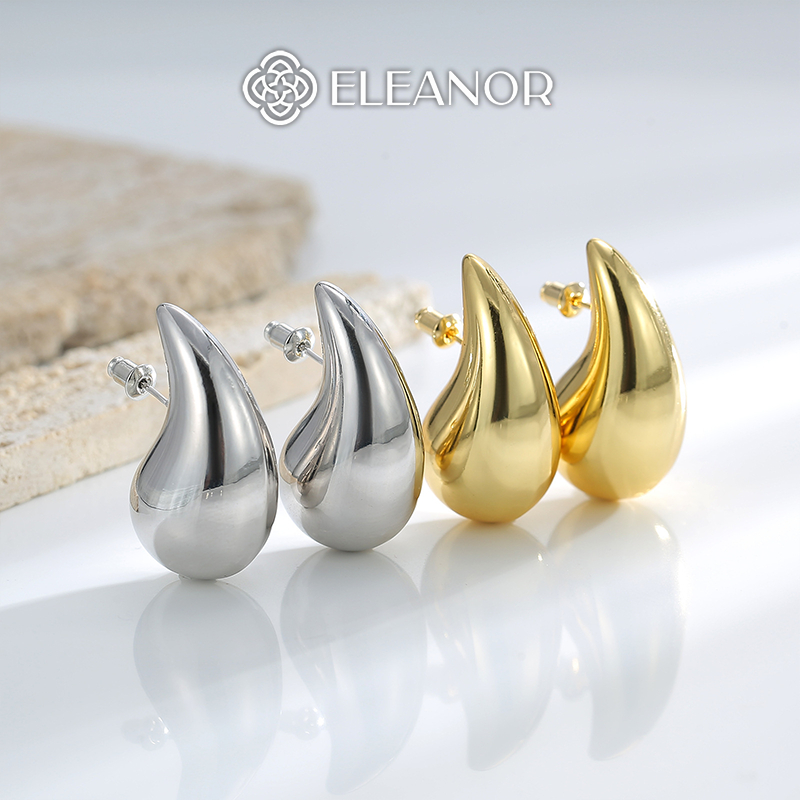 Bông tai nữ chuôi bạc 925 Eleanor Accessories hình giọt nước phụ kiện trang sức khuyên tai 5962