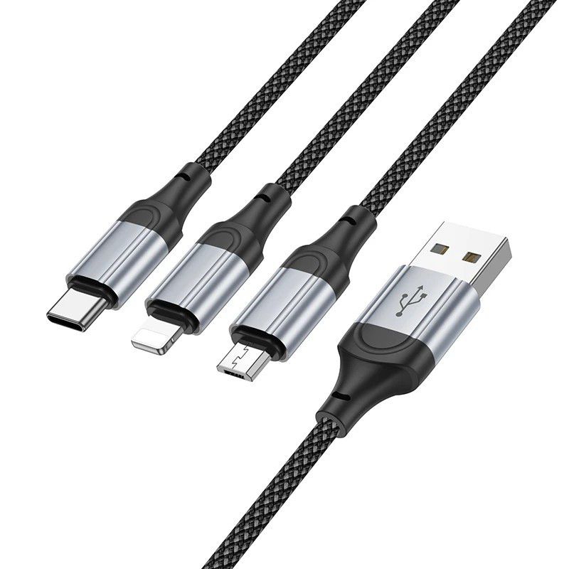 Cáp sạc Hoco X102 3 đầu đa năng,dây sạc phù hợp cho mọi loại máy.