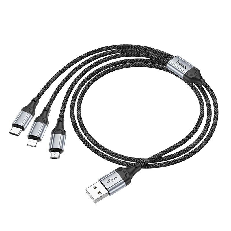 Cáp sạc Hoco X102 3 đầu đa năng,dây sạc phù hợp cho mọi loại máy.