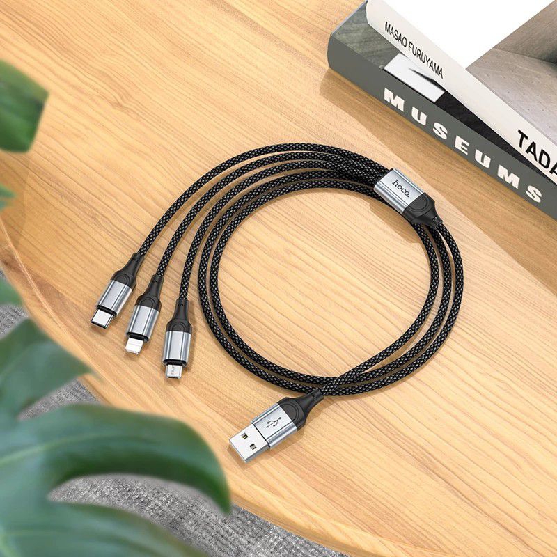 Cáp sạc Hoco X102 3 đầu đa năng,dây sạc phù hợp cho mọi loại máy.
