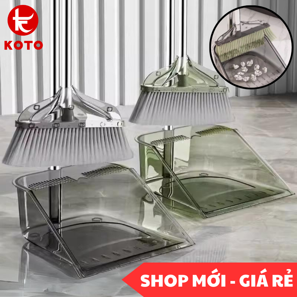 Bộ chổi quét nhà kèm hót rác 2 trong 1 KOTO trong suốt gấp gọn tiện lợi ...