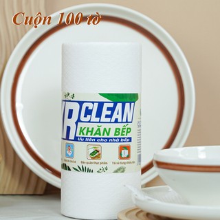 Cuộn khăn giấy lau bếp trắng KRCLEAN 100 tờ 20x25cm - Khăn lau bếp thấm hút đa năng, lau chén bát, lau tay