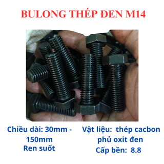 [Túi 15 Con] Bulong Lục Giác Ngoài Thép Đen M14 (14 Ly) Cấp Bền 8.8 - Bu Lông Cường Độ Cao Đủ Size 30mm-150mm (Loại Xịn)