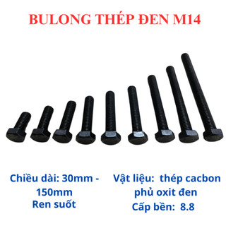 Bulong lục giác ngoài thép đen 8.8 M14 đủ size 30mm - 150mm. ỐC lục giác 14 li (túi 10 con bulong)