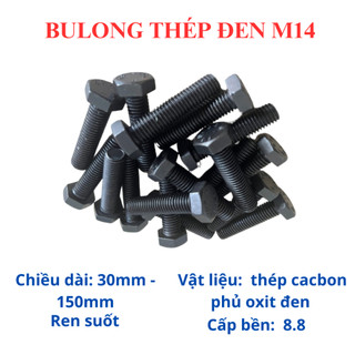 Bulong lục giác ngoài thép đen 8.8 M14 đủ size 30mm - 150mm. ỐC lục giác 14 li (túi 10 con bulong)