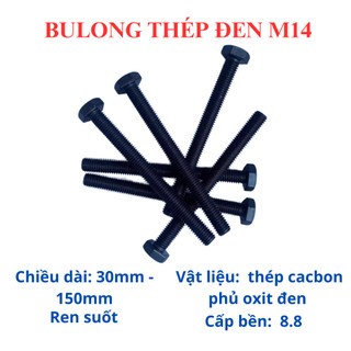 Bulong lục giác ngoài thép đen 8.8 M14 đủ size 30mm - 150mm. ỐC lục giác 14 li (túi 10 con bulong)