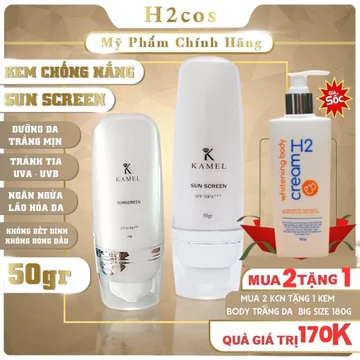 Kem Chống Nắng Vật Lý H2COS-KARMEL, Kem Chống Nắng Nâng Tone Cho Da Dầu Mụn Da Khô Chính Hãng