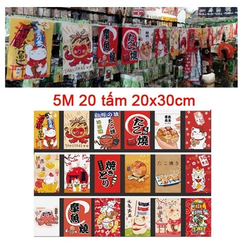 [CỜ Dây NHẬT HÀN 2m5/5m]Cờ dây trang trí quán ăn Nhật Hàn deco nhà hàng sushi Nhật/quán ăn Hàn