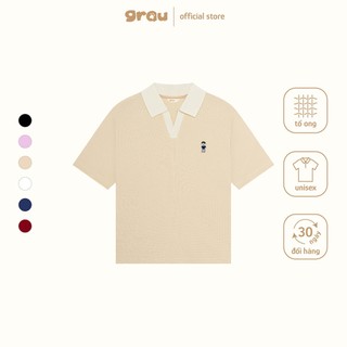 Áo Polo Cổ V Grau Tổ Ong Logo Thêu
