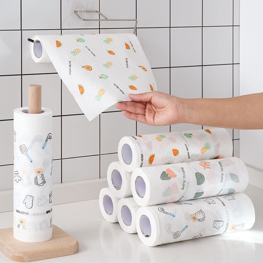 Cuộn 200 Khăn Giấy Vải Lau Đa Năng, Lau Bếp, Lau Chén Bát, Có Thể Tái Sử Dụng, Siêu Thấm Hút.