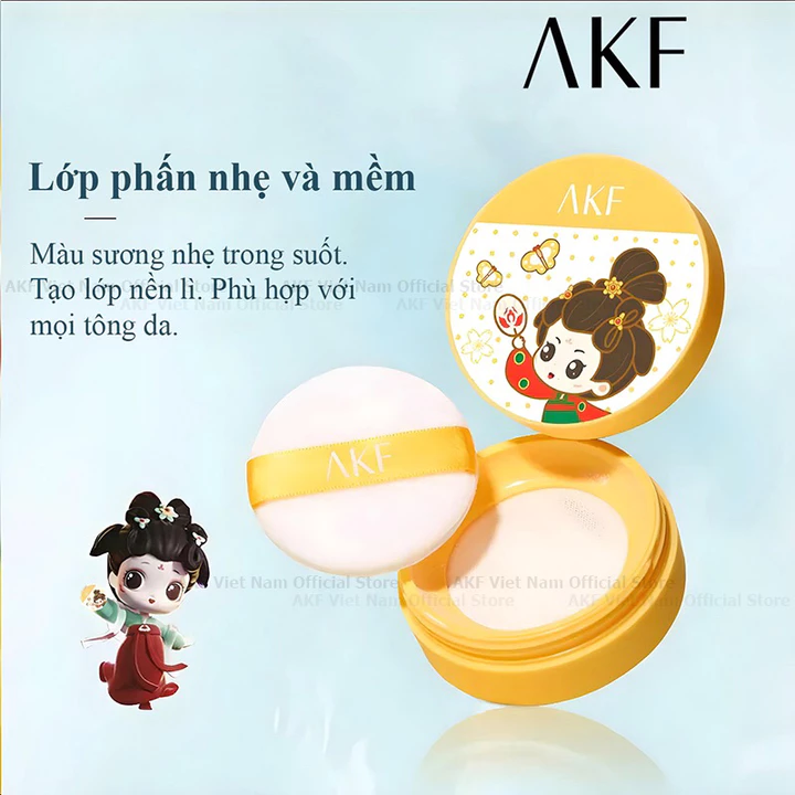{ AKF } Phấn phủ Hoàng cung kiềm dầu trong suốt-phấn phủ cố định lớp makeup không lem,bền màu-phấn phủ chống thấm nước