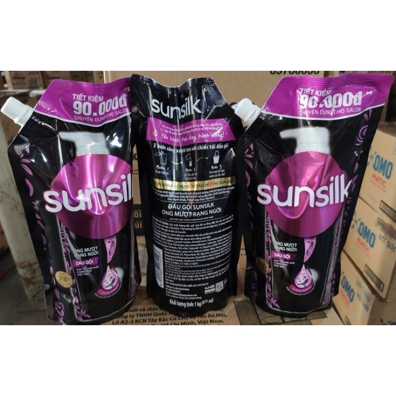 Dầu gội đầu Sunsilk dạng túi 971ml đen óng mượt rạng ngời