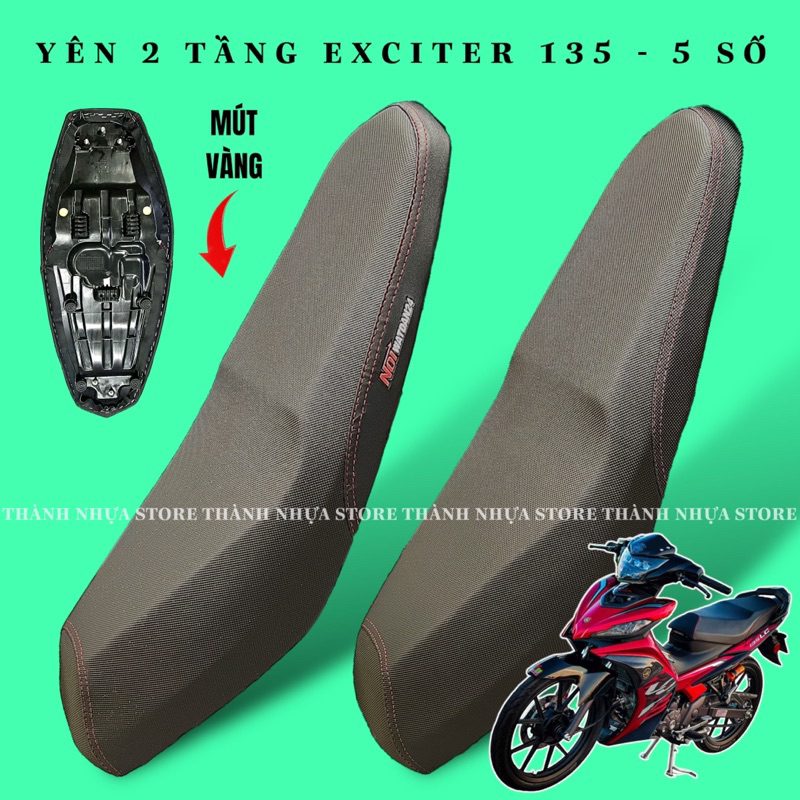 Yên 2 Tầng Exciter 135 (5 số) - Yên gọt 2 tầng Ex135 mút Vàng