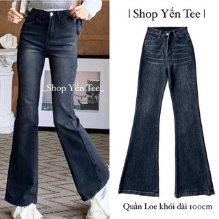 Quần jeans loe khói trầm may ống dài 100cm Yến Tee , chất jeans cao cấp mềm , co dãn tốt