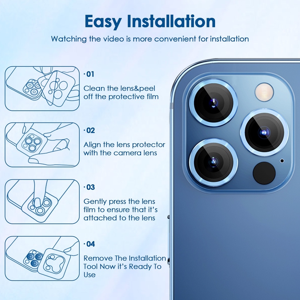 Kính cường lực bảo vệ camera có viền kim loại sang trọng KOLEAD ZC-R1 dành cho iphone 11 12 13 14 15 Pro Promax