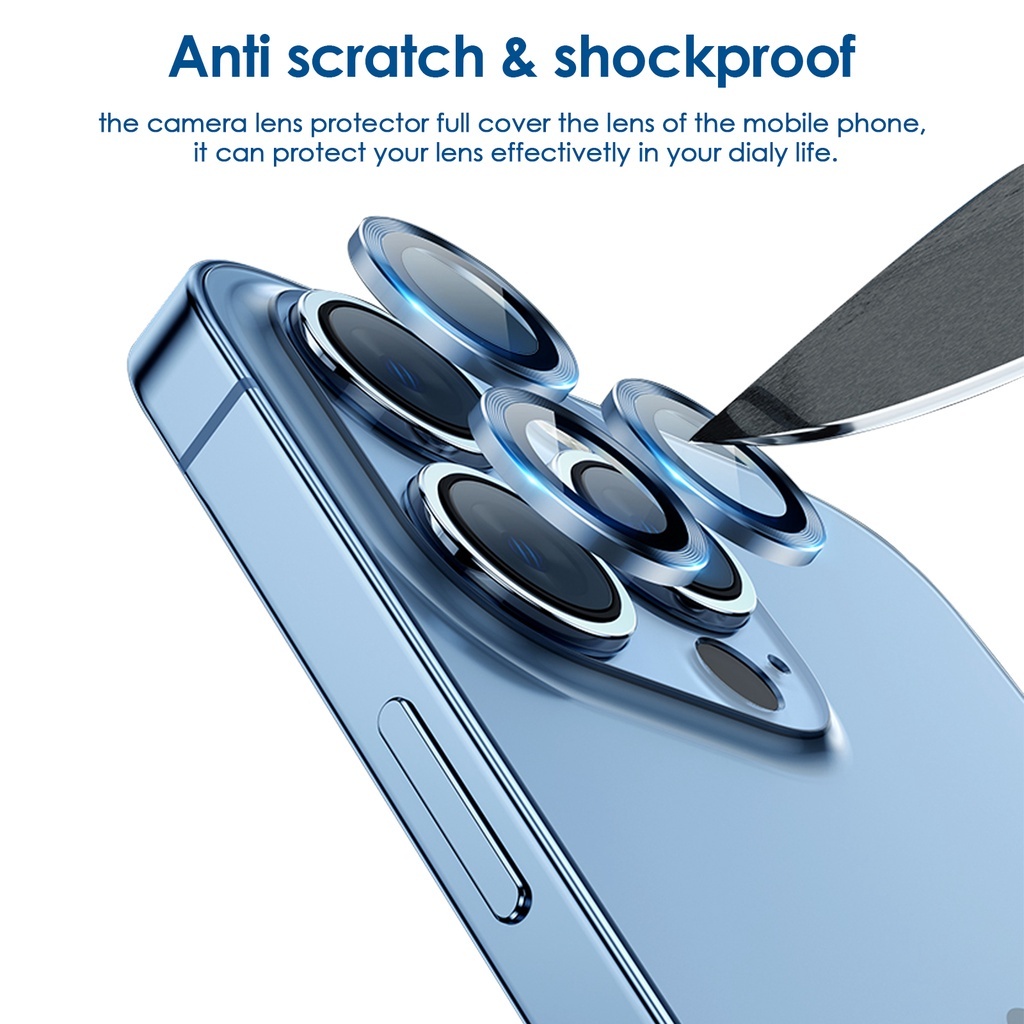 Kính cường lực bảo vệ camera có viền kim loại sang trọng KOLEAD ZC-R1 dành cho iphone 11 12 13 14 15 Pro Promax