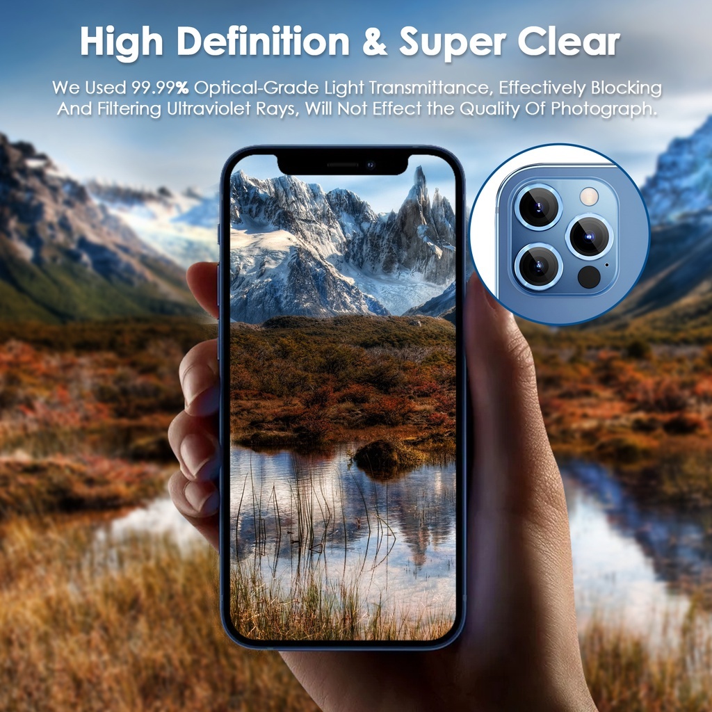 Kính cường lực bảo vệ camera có viền kim loại sang trọng KOLEAD ZC-R1 dành cho iphone 11 12 13 14 15 Pro Promax