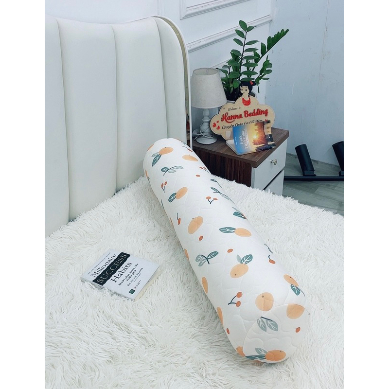 Vỏ Gối Ôm Trần Cao Su Non 35x100cm (Vỏ Latex 3D Trần Cao Su Non, Ruột Bông Trắng)