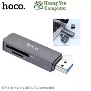 Đầu Đọc Thẻ Nhớ Hoco HB45 cổng USB (Đọc Thẻ Micro SD, SD, Chức năng OTG) - BH 1 Năm Chính Hãng - Hoangyencomputer